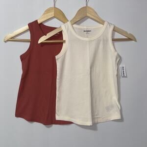 Old navy 2 pack tank top white & maroon kids size 6